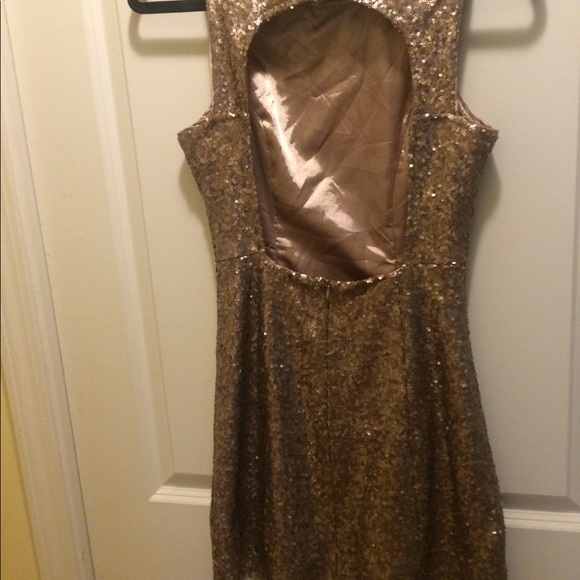 Esley Small Gold Sequin Open Back Tank Short Dress - Picture 5 of 16